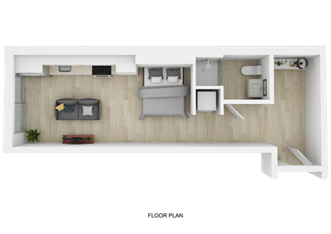 Floor plan for studio, 1 bath, 433 sqft